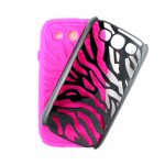 Wholesale Samsung Galaxy S3 / I9300 Zebra Hybrid Case (Black-Hot Pink)